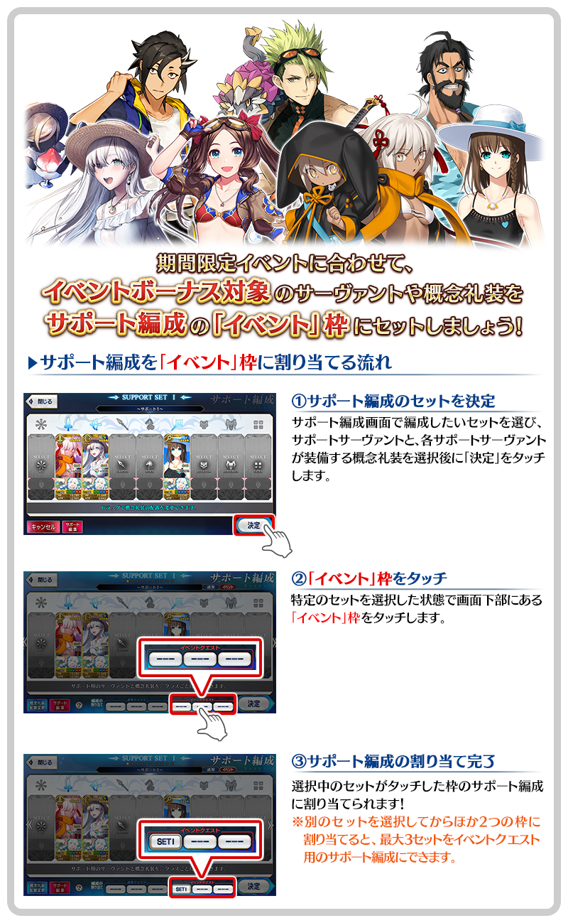 期間限定イベントに向けたサポート編成の設定について